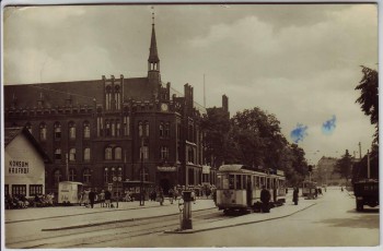 AK Foto Frankfurt (Oder) Platz der Republik mit Straßenbahn 1959
