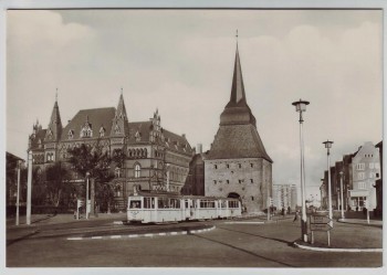 AK Foto Rostock Am Steintor mit Strassenbahn 1964
