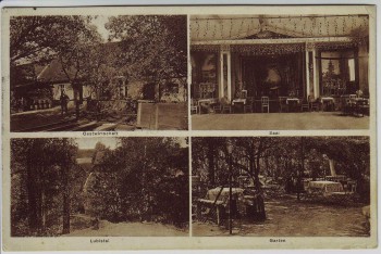 AK Mehrbild Brestau Brzostowa Ausflugsort Waldfrieden Lipinki Łużyckie Landpoststempel Kr. Sorau Neumark / Ostbrandenburg Polen 1930 RAR