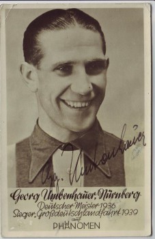 VERKAUFT !!!   AK Foto Autograph Georg Umbenhauer Nürnberg Radrennfahrer Radsport Phänomen signiert Autogramm 1940 RAR