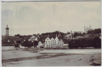 AK Landsberg am Lech Ortsansicht mit Wehr 1912