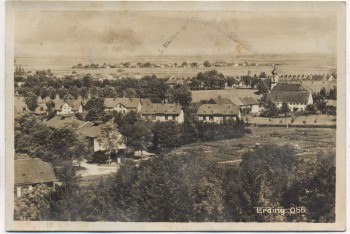 AK Foto Erding Seltene Ansicht mit Kirche Oberbayern 1935