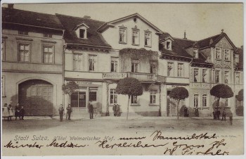 AK Bad Sulza Hotel Weimarischer Hof mit Menschen 1912 RAR