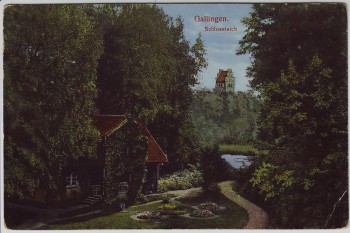 AK Galiny (Bartoszyce) Gallingen Blick auf Schlossteich Ostpreußen Polen 1918 RAR
