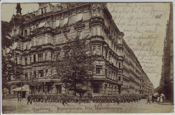 AK Magdeburg Bismarckstrasse Ecke Tauentzienstrasse Militär Parade 1910 RAR