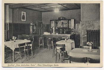 VERKAUFT !!!   AK Foto Ehra Lüneburger Heide Gasthof Zum deutschen Haus Innenansicht b. Brome 1935 RAR