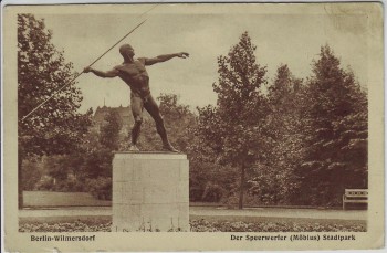 AK Berlin Wilmersdorf Schöneberg Der Speerwerfer Möbius Stadtpark 1935