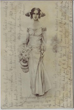 Künstler-AK Frau mit Blumentopf Jugendstil M.M.Vienne Nr. 116 1904