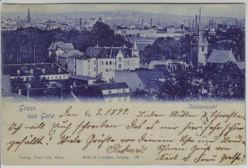 AK Gruss aus Gera Totalansicht 1899