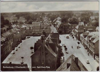 AK Foto Rothenburg/Oberlausitz Blick zum Karl-Marx-Platz 1968