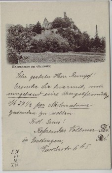VERKAUFT !!!   AK Ruine Hardenberg bei Göttingen Nörten 1906