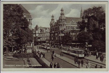 VERKAUFT !!!   AK Foto Düsseldorf Albert Leo Schlagepeter-Platz Straßenbahn 1940