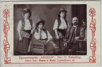 VERKAUFT !!!   AK Zigeunerkapelle Angelo Orchester Essen a. Ruhr Limbeckerstraße 35 1910