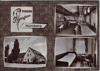 AK Mehrbild Nürnberg Süd Pension Papageno Herpersdorfer Straße 1960