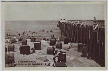 AK Międzyzdroje Seebad Misdroy Freibad an der Seebrücke Pommern Polen 1933