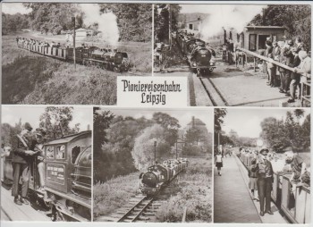 AK Mehrbild 30 Jahre Pioniereisenbahn Leipzig Auensee Wahren 1981