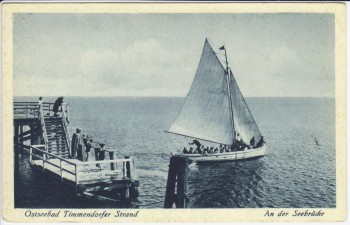 AK Ostseebad Timmendorfer Strand Seebrücke mit Schiff 1932