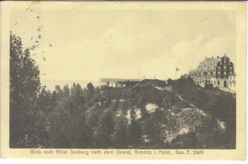 AK Ostseebad Grömitz in Holstein Blick vom Hotel Seeburg nach dem Strand 1913