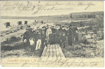 AK Ostseebad Grömitz in Holstein Gruppenbild am Strand 1908