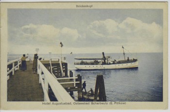 AK Ostseebad Scharbeutz Hotel Augustusbad Brückenkopf Dampfer 1910