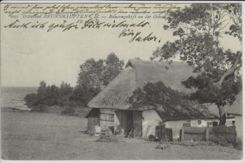 AK Ostseebad Brunshaupten Bauerngehöft an der Ostsee Kühlungsborn 1906