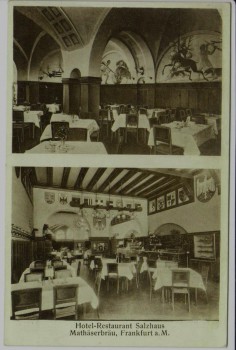 AK Frankfurt am Main Hotel-Restaurant Salzhaus Mathäserbräu Innenansichten Am Rossmarkt 1934 RAR