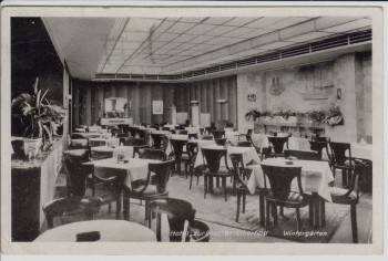 AK Wuppertal Elberfeld Hotel zur Post Wintergarten 1953