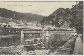 AK Bad Ems Partie am Kurhaus mit Boot 1910