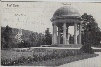 AK Bad Elster Katholische Kirche und Floratempel 1930