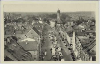 AK Straubing Theresienplatz und Jesuitenkirche 1950