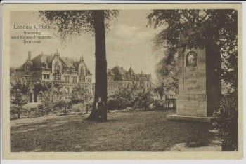 AK Landau in der Pfalz Nordring und Kaiser-Friedrich-Denkmal 1920