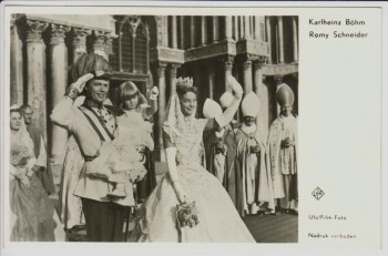 AK Foto Romy Schneider Karlheinz Böhm Filmszene Sissi 1955