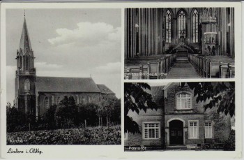 AK Mehrbild Lindern (Oldenburg) Kirche Pastorat 1966