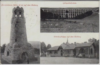 AK Netzschkau Göltzschtalbrücke Kuhberg mit Bismarckturm 1922
