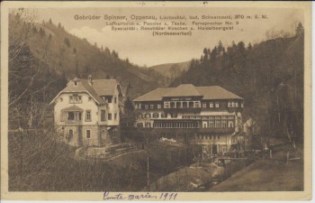 AK Oppenau Blick auf Hotel u. Pension zur Taube Gebrüder Spinner 1911