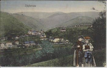 AK Oppenau Ortsansicht Frauen in Tracht 1914