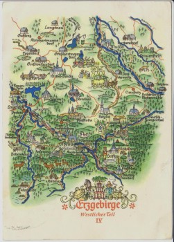 Künstler-AK A. Hoppe Erzgebirge Westlicher Teil IV Mulda Seiffen Olbernhau 1959