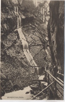 AK Wimbachklamm mit Wanderer b. Ramsau Berchtesgaden Bayern 1910
