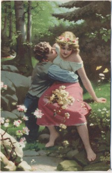 Künstler-AK Meister der Farbe Liebeswerben 1910