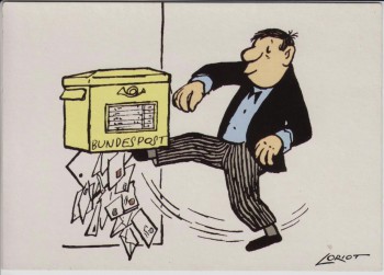 Künstler-AK Humor Loriot Bundespost Briefkasten Mann Magna Carta Nr. 047 1970