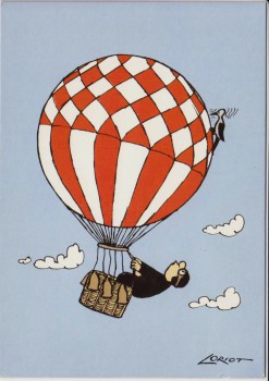 Künstler-AK Humor Loriot Ballon Mann Specht Magna Carta Nr. 040 1970
