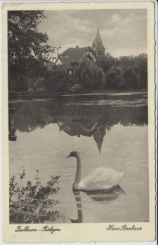 AK Luftkurort Dalheim-Rödgen Blick auf Haus Barbara mit Schwan und See bei Wegberg 1930 RAR