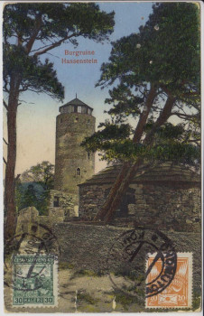 AK Burgruine Hassenstein Hasištejn Místo Chomutov Böhmen 1929
