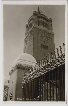 AK Foto Posen Blick auf Schlossturm im Winter Poznań Polen 1940