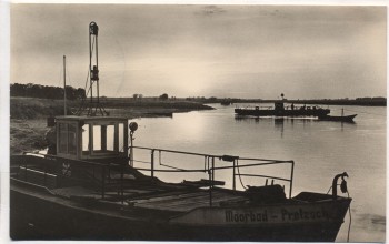 AK Foto Pretzsch / Elbe Sonnenuntergang an der Elbe mit Fähren b. Bad Schmiedeberg 1962