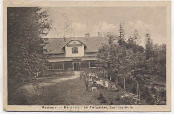 VERKAUFT !!!   AK Restauration Harichstein bei Freiwaldau mit Gästen Jeseník Altvatergebirge Böhmen Tschechien 1927 RAR