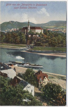 AK Blick von der Jahnplatte in Bodenbach nach Schloss Tetschen Děčín Tschechien 1925