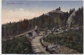 VERKAUFT !!!   AK Jeschken von der Strasse aus b. Liberec Reichenberg Tschechien 1918