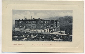 VERKAUFT !!!     AK Prägekarte Peterbaude mit Sturmhaube Petrova bouda b. Špindlerův Mlýn Spindlermühle Tschechien 1924