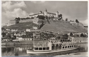 AK Foto Würzburg mit Schiff M.S. Ursula-Charlotte 1960